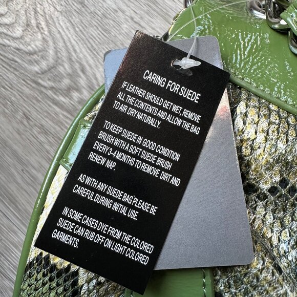 Sharif Green Snake Pattern Satchel Handbag NWT but has Peeling - Picture 16 of 16